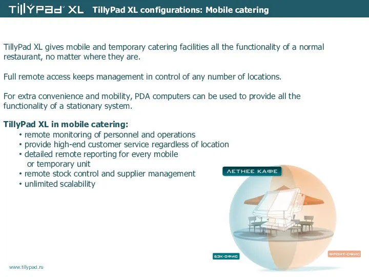 TillyPad XL configurations: Mobile catering TillyPad XL gives mobile and temporary catering facilities