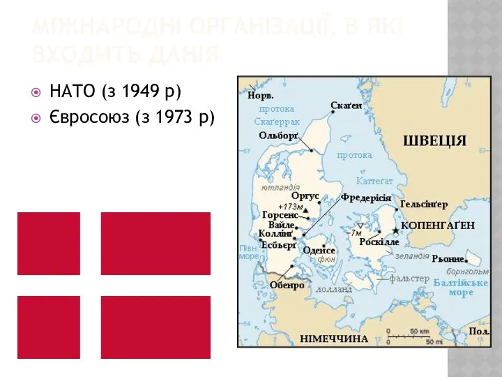 МІЖНАРОДНІ ОРГАНІЗАЦІЇ, В ЯКІ ВХОДИТЬ ДАНІЯ НАТО (з 1949 р) Євросоюз (з 1973 р)