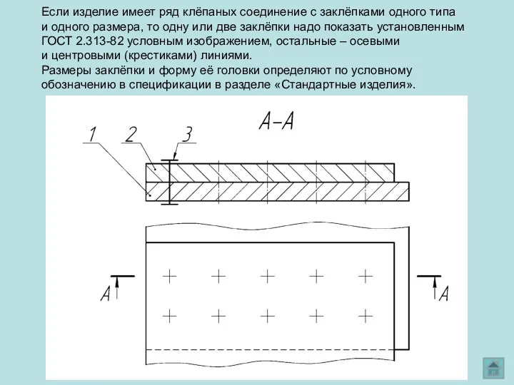 Если изделие имеет ряд клёпаных соединение с заклёпками одного типа