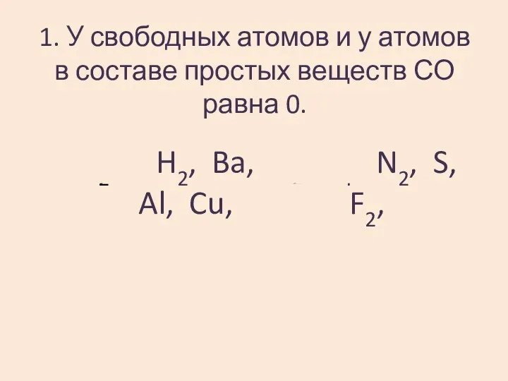 1. У свободных атомов и у атомов в составе простых