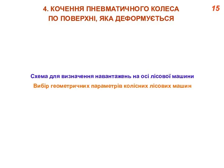 15 Схема для визначення навантажень на осі лісової машини Вибір