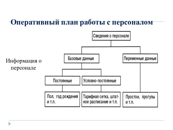 Оперативный план работы с персоналом Информация о персонале