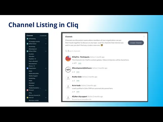 Channel Listing in Cliq