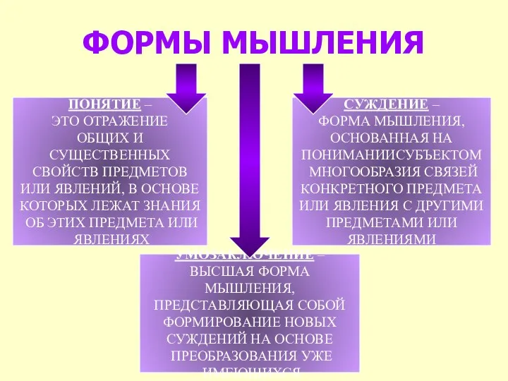 ФОРМЫ МЫШЛЕНИЯ ПОНЯТИЕ – ЭТО ОТРАЖЕНИЕ ОБЩИХ И СУЩЕСТВЕННЫХ СВОЙСТВ