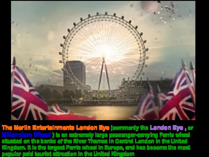 The Merlin Entertainments London Eye (commonly the London Eye ,