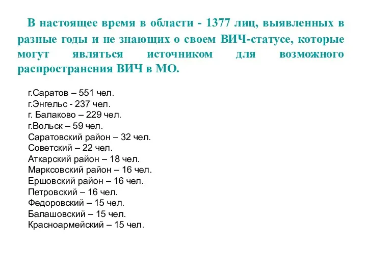 В настоящее время в области - 1377 лиц, выявленных в разные годы и