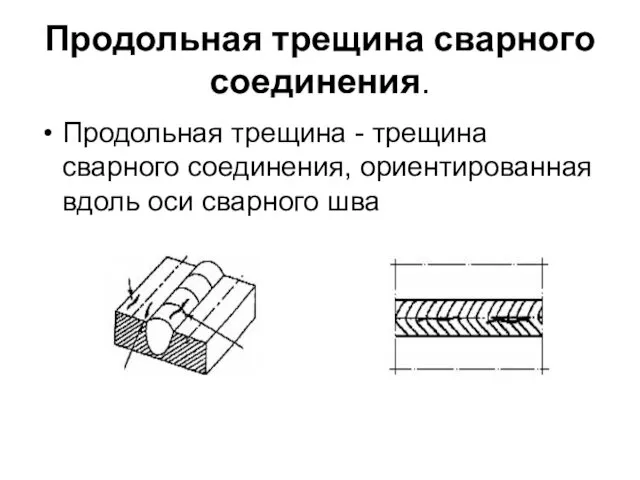 Продольная трещина сварного соединения. Продольная трещина - трещина сварного соединения, ориентированная вдоль оси сварного шва