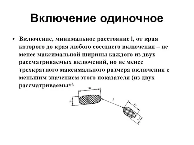 Включение одиночное Включение, минимальное расстояние l, от края которого до