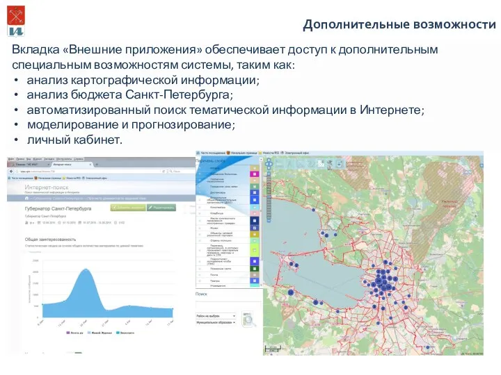 Дополнительные возможности Вкладка «Внешние приложения» обеспечивает доступ к дополнительным специальным