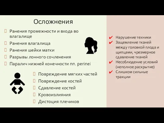 Осложнения Ранения промежности и входа во влагалище Ранения влагалища Ранения