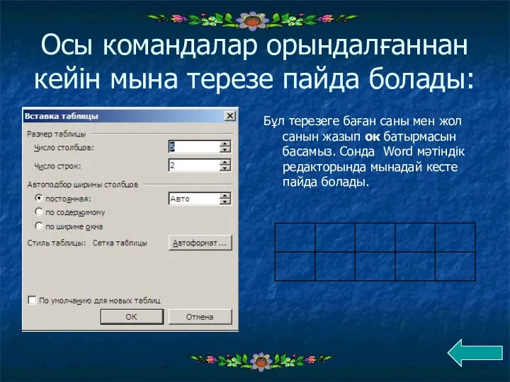 Осы командалар орындалғаннан кейін мына терезе пайда болады: Бұл терезеге