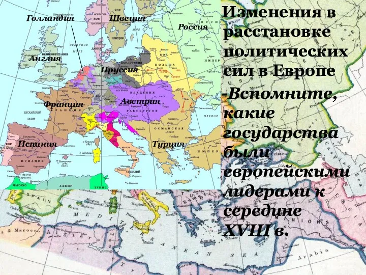 Изменения в расстановке политических сил в Европе -Вспомните, какие государства