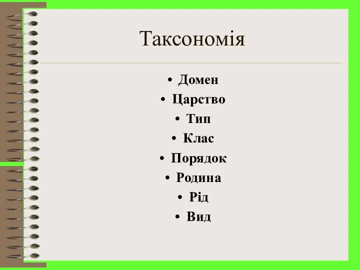 Таксономія Домен Царство Тип Клас Порядок Родина Рід Вид