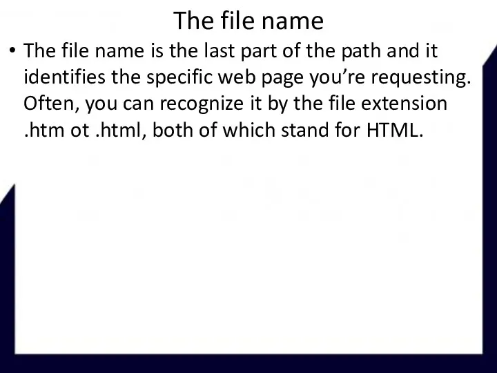 The file name The file name is the last part