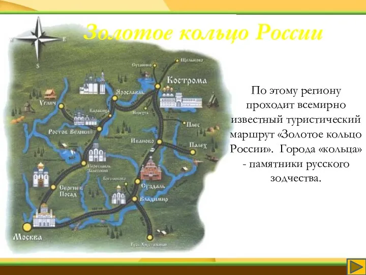 Золотое кольцо России По этому региону проходит всемирно известный туристический