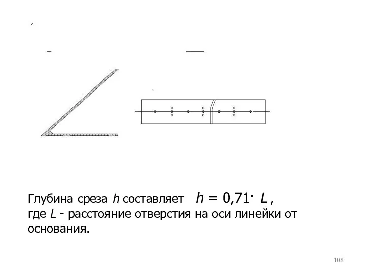 Глубина среза h составляет h = 0,71· L , где