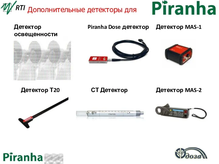 Дополнительные детекторы для Детектор освещенности Piranha Dose детектор Детектор Т20 СТ Детектор Детектор MAS-2 Детектор MAS-1