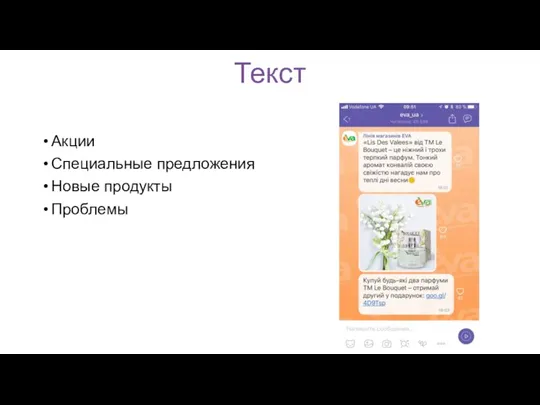 Текст Акции Специальные предложения Новые продукты Проблемы