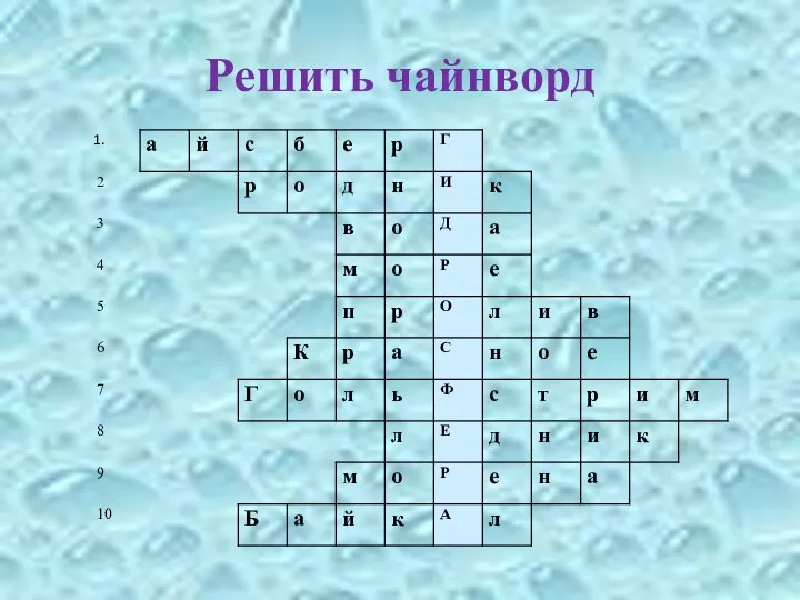 Решить чайнворд