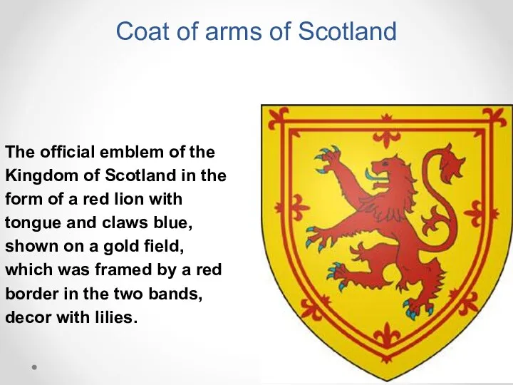 Coat of arms of Scotland The official emblem of the