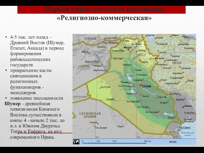 Первая управленческая революция «Религиозно-коммерческая» 4-5 тыс. лет назад – Древний Восток (Шумер, Египет,