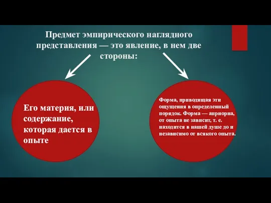 Предмет эмпирического наглядного представления — это явление, в нем две