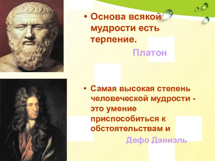 Основа всякой мудрости есть терпение. Платон Самая высокая степень человеческой