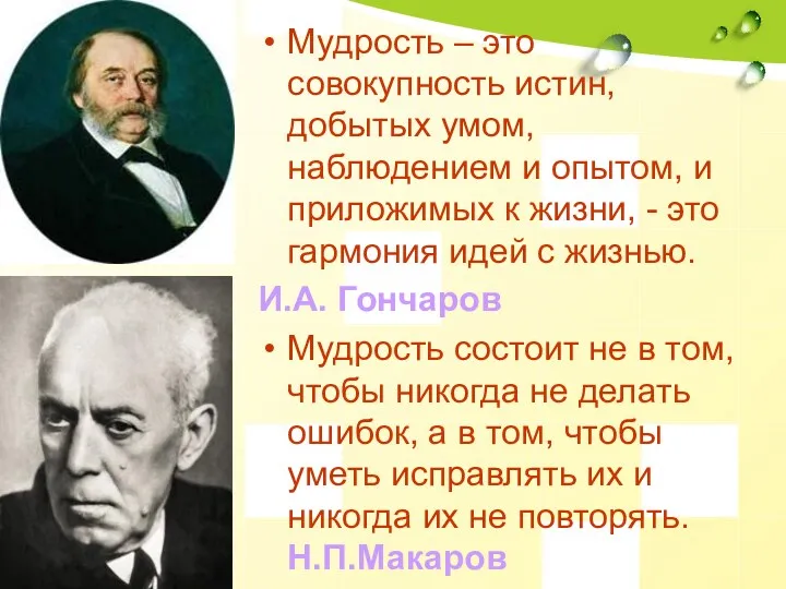 Мудрость – это совокупность истин, добытых умом, наблюдением и опытом,