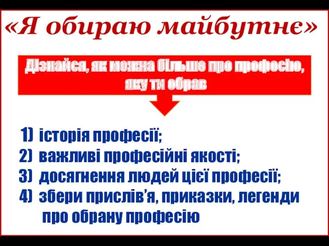 Дізнайся, як можна більше про професію, яку ти обрав історія