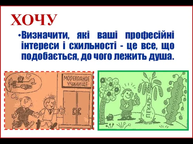 ХОЧУ Визначити, які ваші професійні інтереси і схильності - це