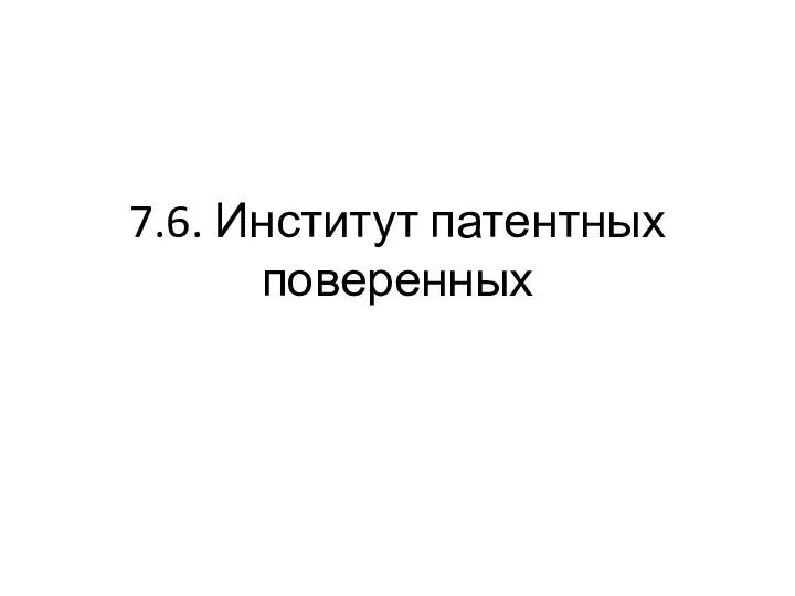 7.6. Институт патентных поверенных