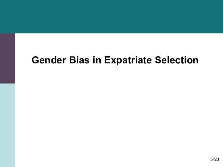 Gender Bias in Expatriate Selection