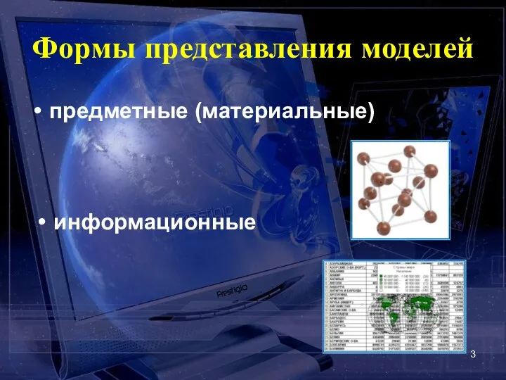 Формы представления моделей предметные (материальные) информационные