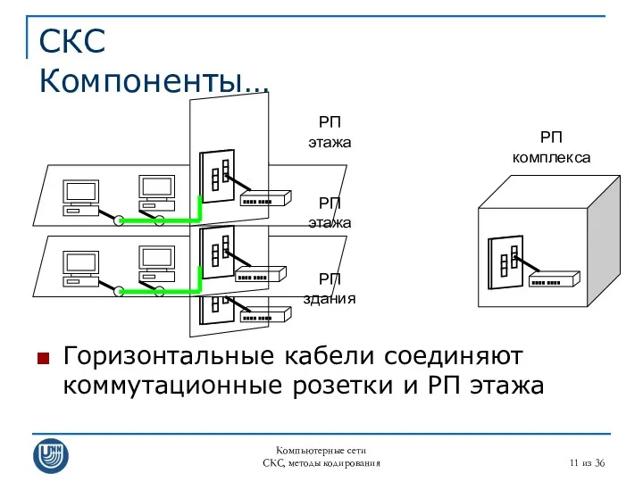 Компьютерные сети СКС, методы кодирования из 36 СКС Компоненты… Горизонтальные