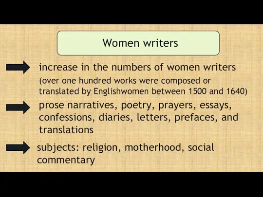 Women writers increase in the numbers of women writers (over