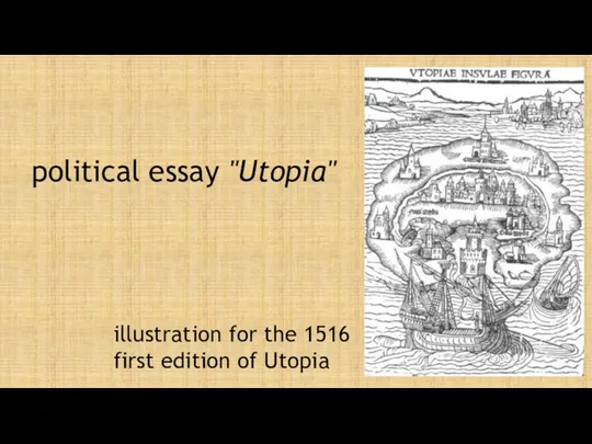 political essay "Utopia" illustration for the 1516 first edition of Utopia