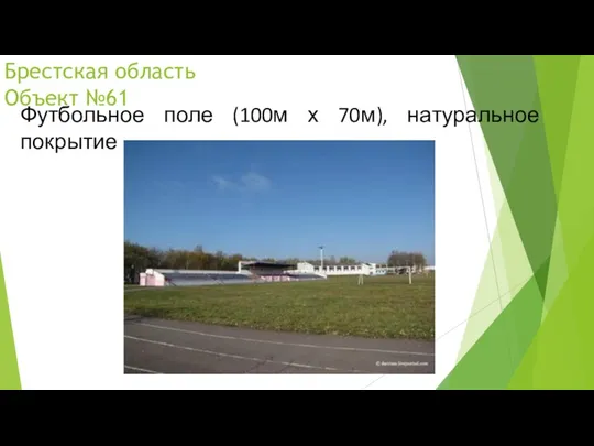 Брестская область Объект №61 Футбольное поле (100м х 70м), натуральное покрытие