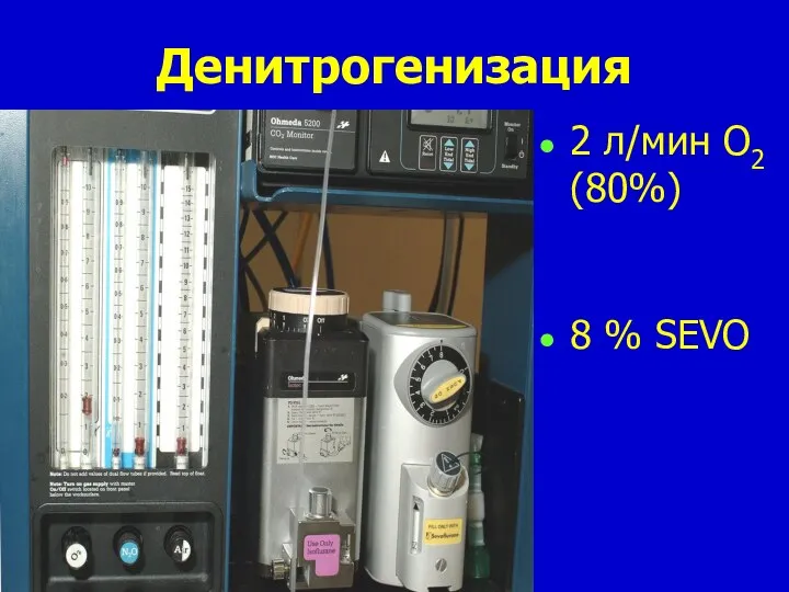 Денитрогенизация 2 л/мин O2 (80%) 8 % SEVO