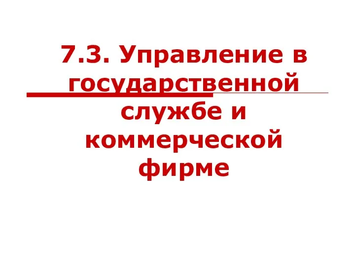 7.3. Управление в государственной службе и коммерческой фирме