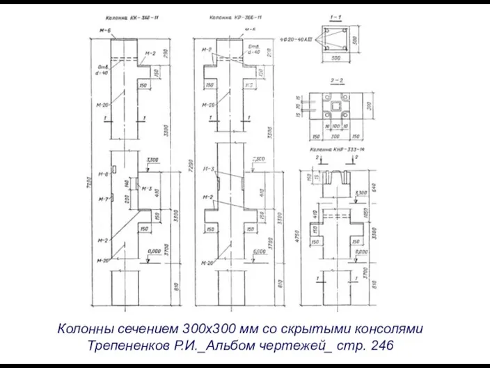 Колонны сечением 300х300 мм со скрытыми консолями Трепененков Р.И._Альбом чертежей_ стр. 246