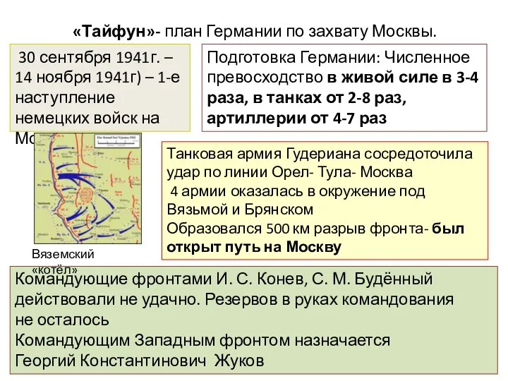 «Тайфун»- план Германии по захвату Москвы. 30 сентября 1941г. –