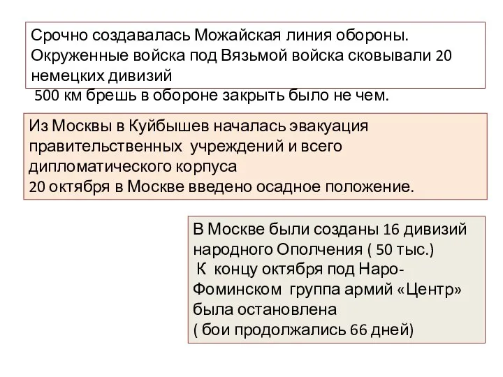 Срочно создавалась Можайская линия обороны. Окруженные войска под Вязьмой войска