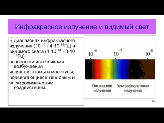 Инфракрасное излучение и видимый свет В диапазонах инфракрасного излучения (10