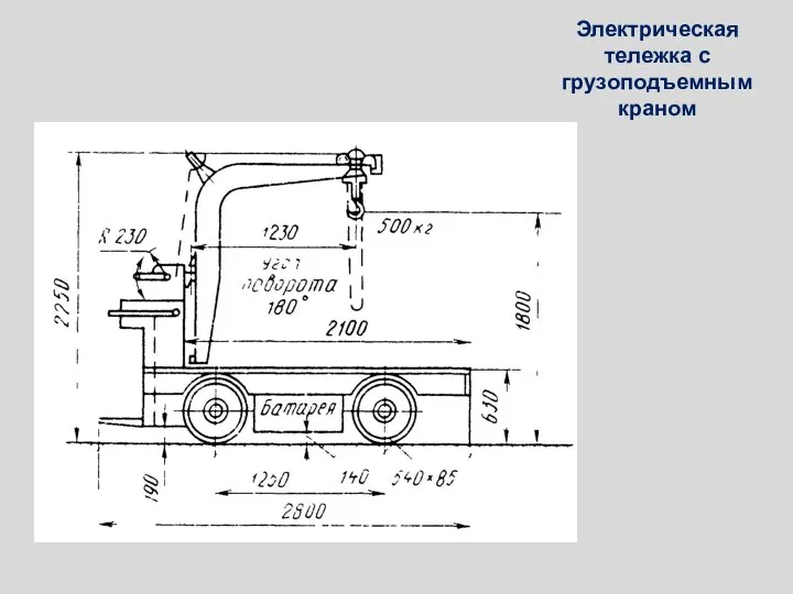 Электрическая тележка с грузоподъемным краном