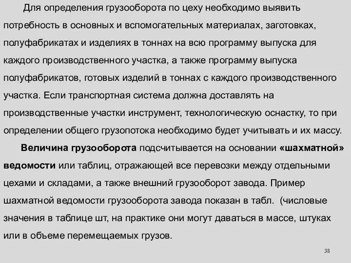 Для определения грузооборота по цеху необходимо выявить потребность в основных