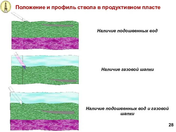 Положение и профиль ствола в продуктивном пласте 28 Наличие подошвенных