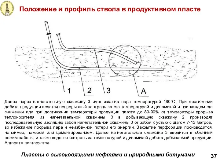 Положение и профиль ствола в продуктивном пласте 37 Пласты с