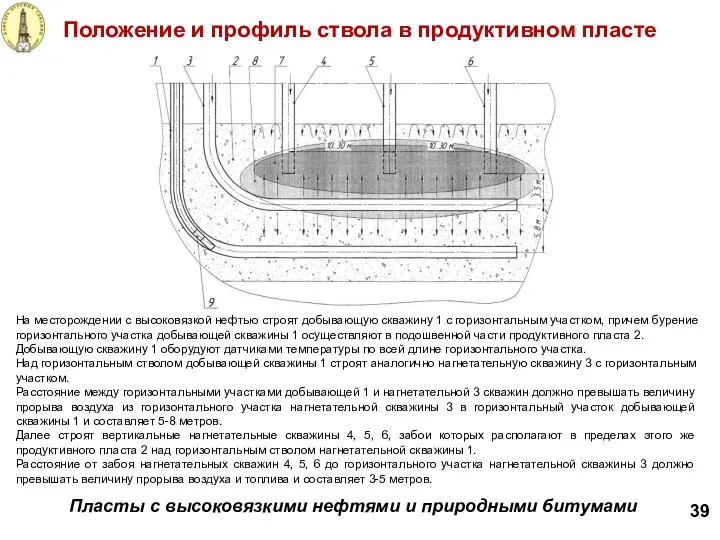 Положение и профиль ствола в продуктивном пласте 39 Пласты с