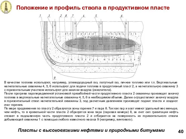 Положение и профиль ствола в продуктивном пласте 40 Пласты с