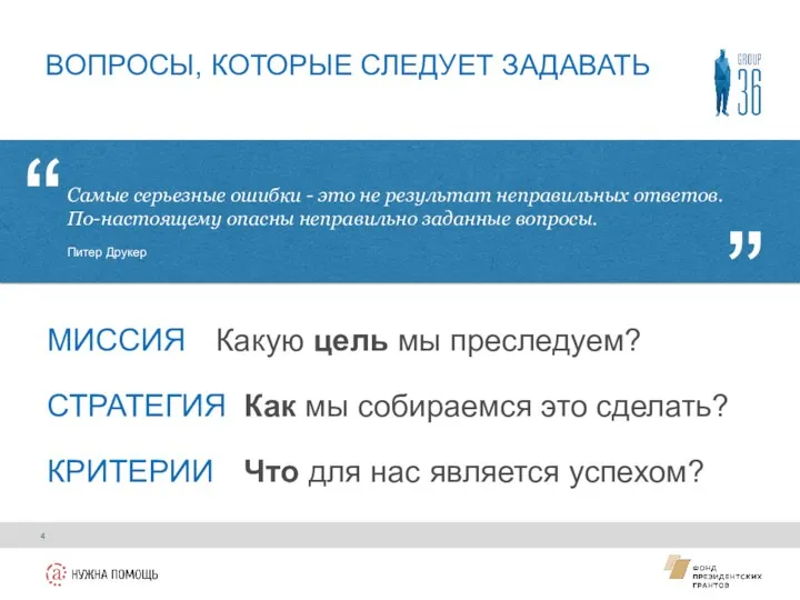 ВОПРОСЫ, КОТОРЫЕ СЛЕДУЕТ ЗАДАВАТЬ МИССИЯ Какую цель мы преследуем? СТРАТЕГИЯ